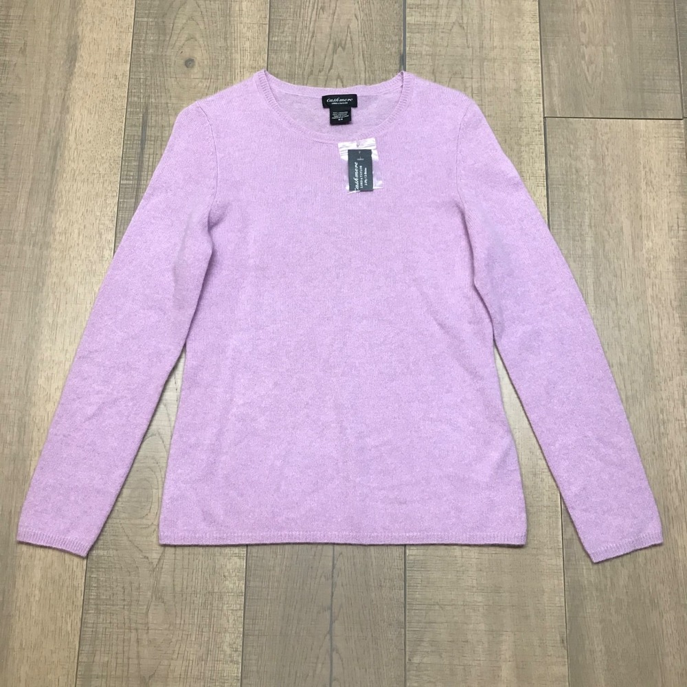 Lord & Taylor Cashmere Sweater Top Womens Size M Purple Lilac Pullover 2-Ply NEW